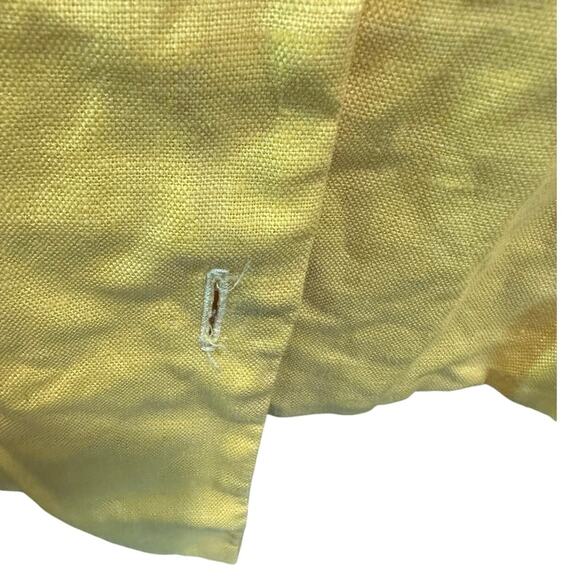 Vintage Bright Yellow 100% Linen Asymmetrical Button Blazer Peter Pan Collar - Picture 7 of 9